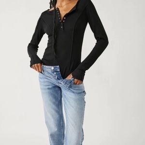 Free People Sloane Bodysuit - Black